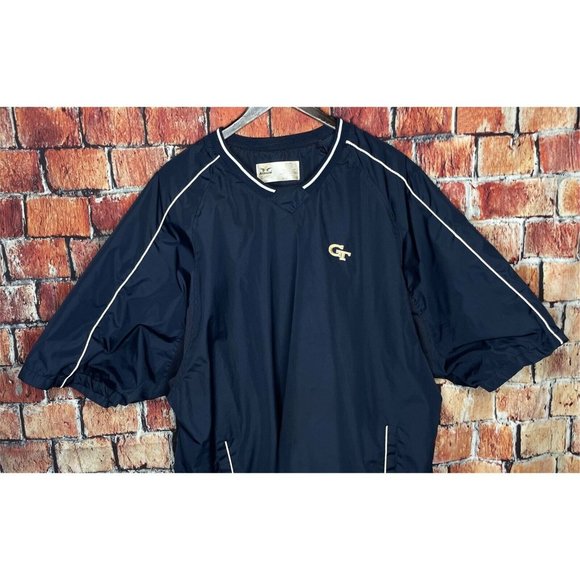 Georgia Tech Yellow Jackets GT Windbreaker Short Sleeve Men's Blue XXL Jacket - Picture 1 of 6